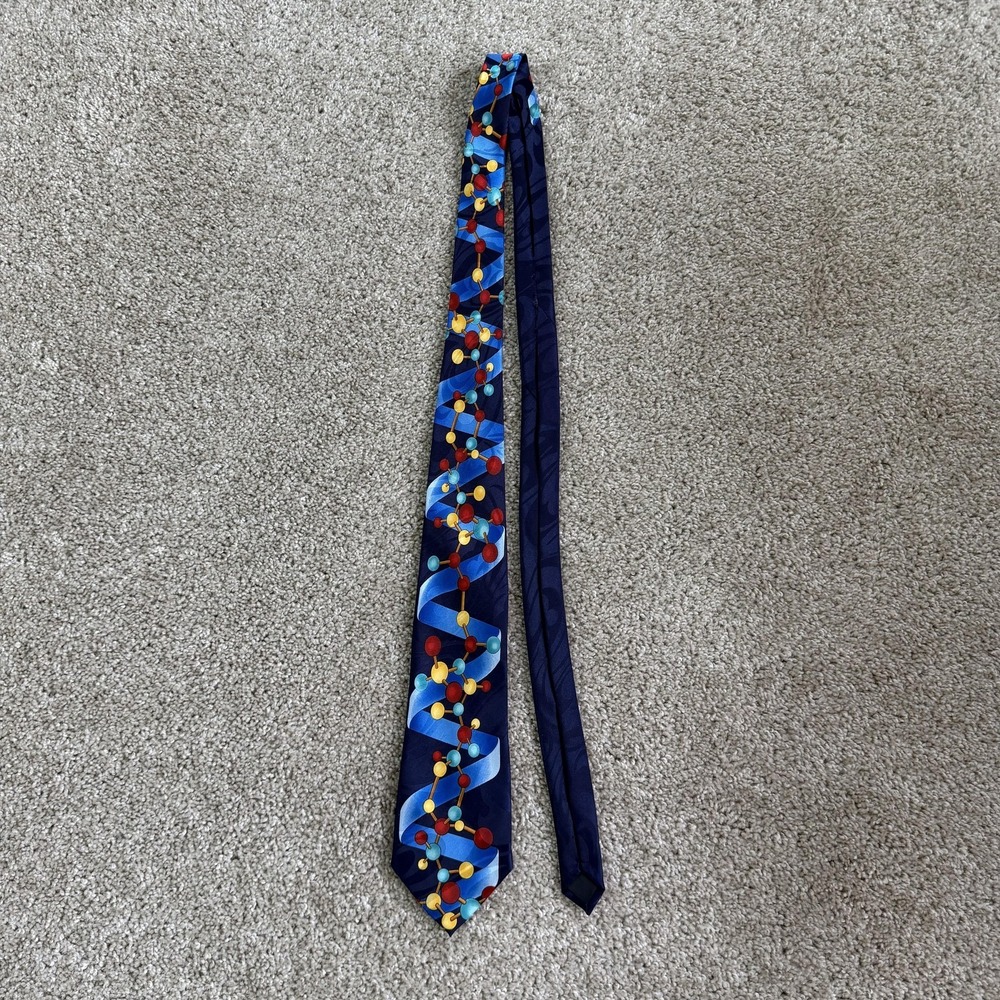 Steven Harris Tie One Size Blue DNA Molecule Geometric Science Novelty Geek